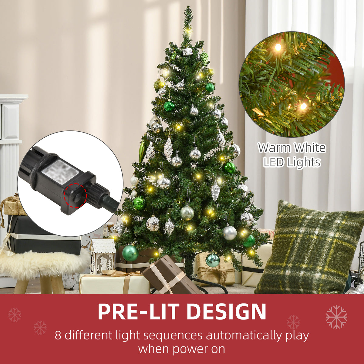 HOMCOM 4FT Christmas Tree in Green