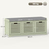 HOMCOM 3-Drawer Shoe Storage Bench - Green