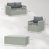 Outsunny Four-Piece Rattan Sofa Set, with Wood-Top Table