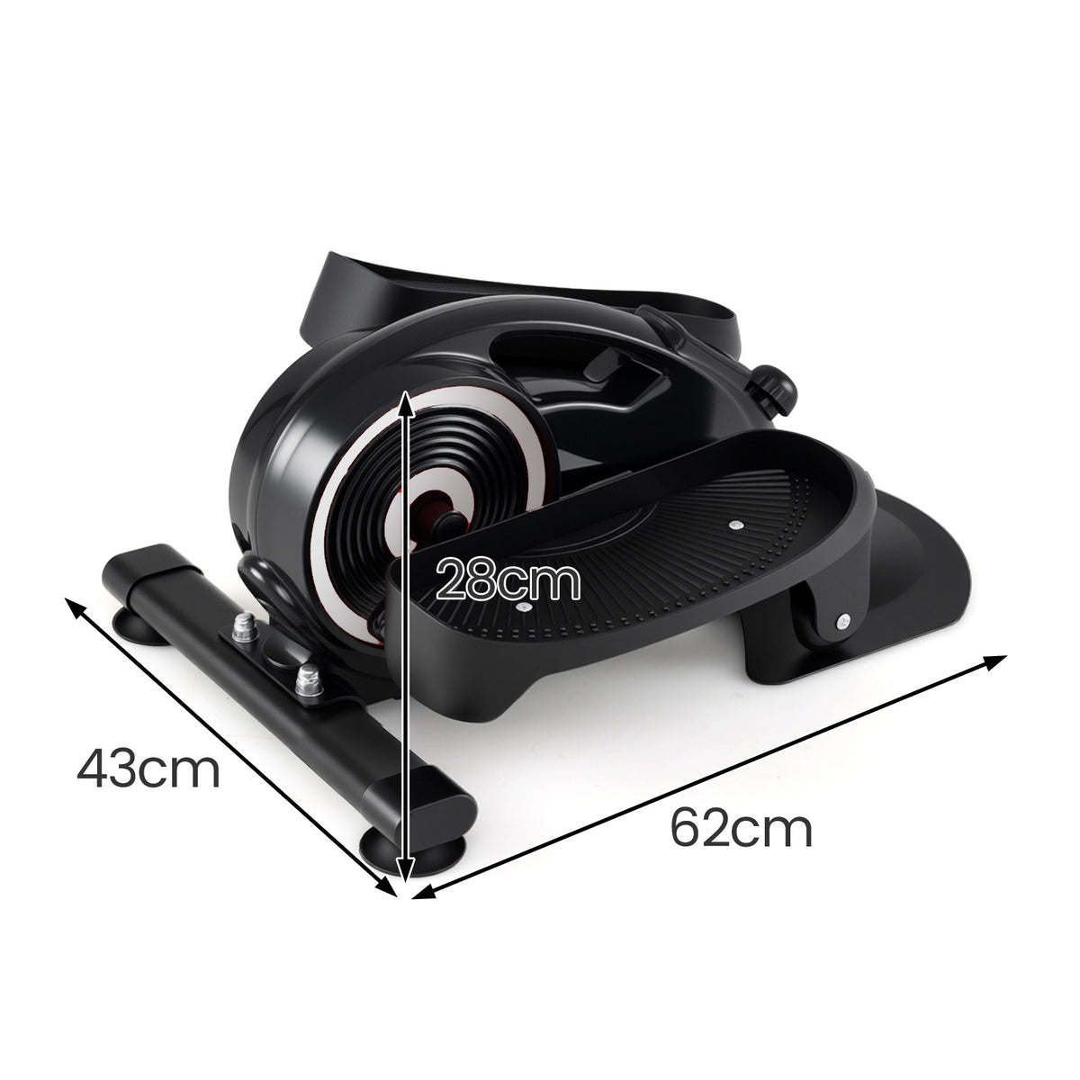 A size diagram of the under desk elliptical pedal exerciser showing its dimensions