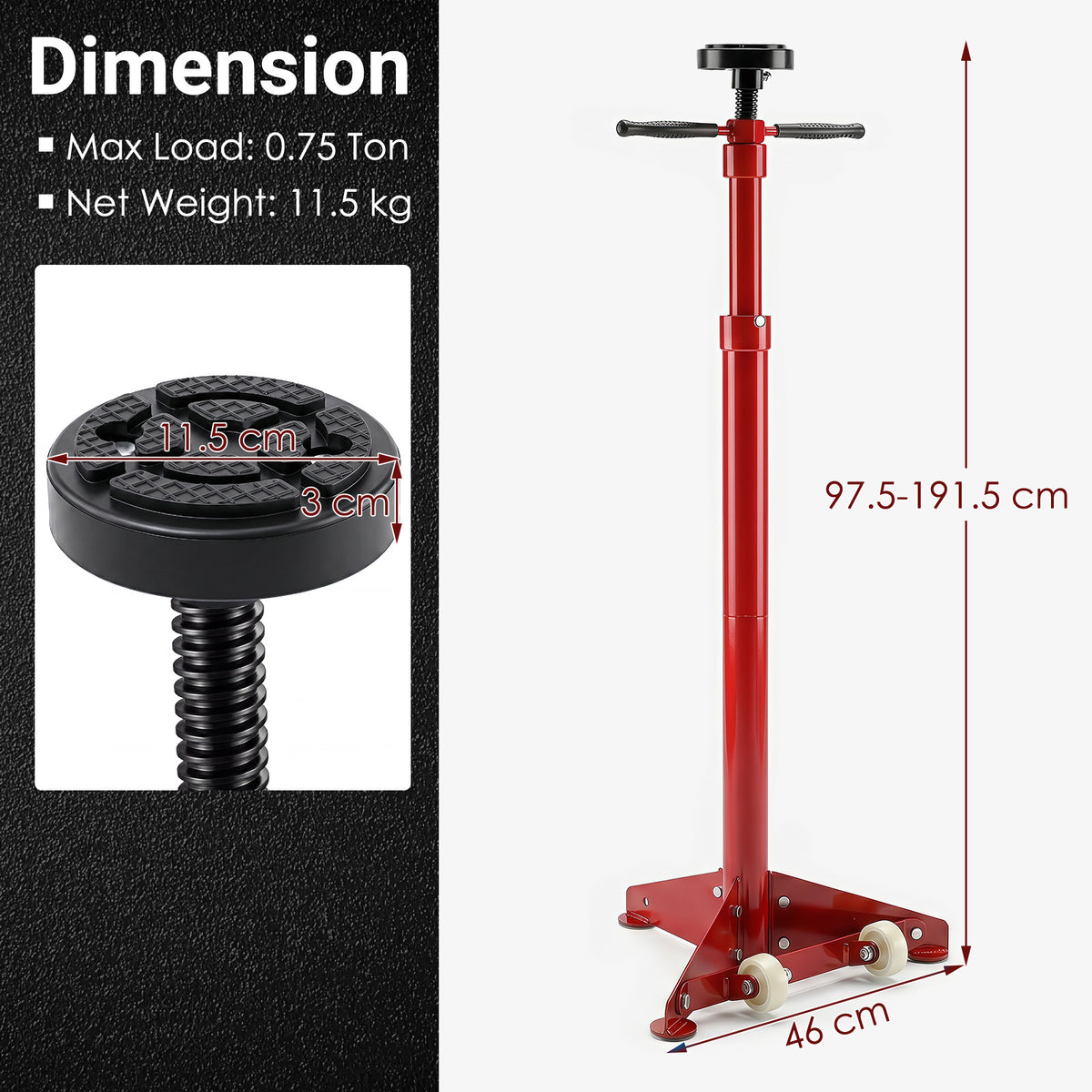 Underhoist Support Stand for Vehicle Components Support-Red