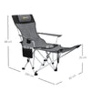 Outsunny Set of 2 Reclining Folding Camping Chair w/ Detachable Footrest, Storage Bag, Cup Holder & Headrest, Lightweight Portable Camp Chair for Beach, Picnic, Grey and Black