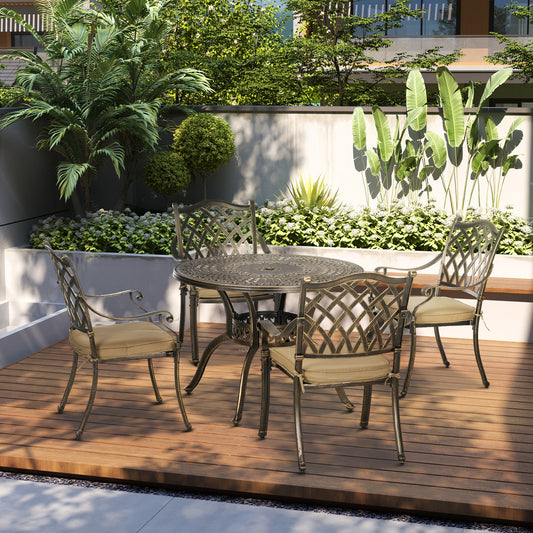Outsunny 4 Seater Outdoor Dining Set in Bronze Tone