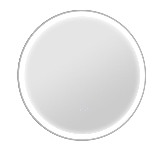 kleankin Round Bathroom Mirror with LED Lights, Wall Mount Dimmable Makeup Mirror with 3 Temperature Colours, Defogging Film and Memory Function, Frameless, Hardwired, 70 x 70√Ç cm