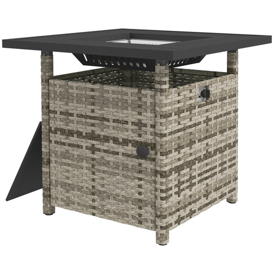 Outsunny 72.5 x 72.5cm 50,000 BTU Fire Pit Table, with Cover - Grey