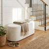 Upholstered Ottoman Bench 120CM Modern End of Bed Stool with Corduroy Fabric-White