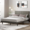Upholstered Bed Frame Wooden Slats Support Mattress Foundation