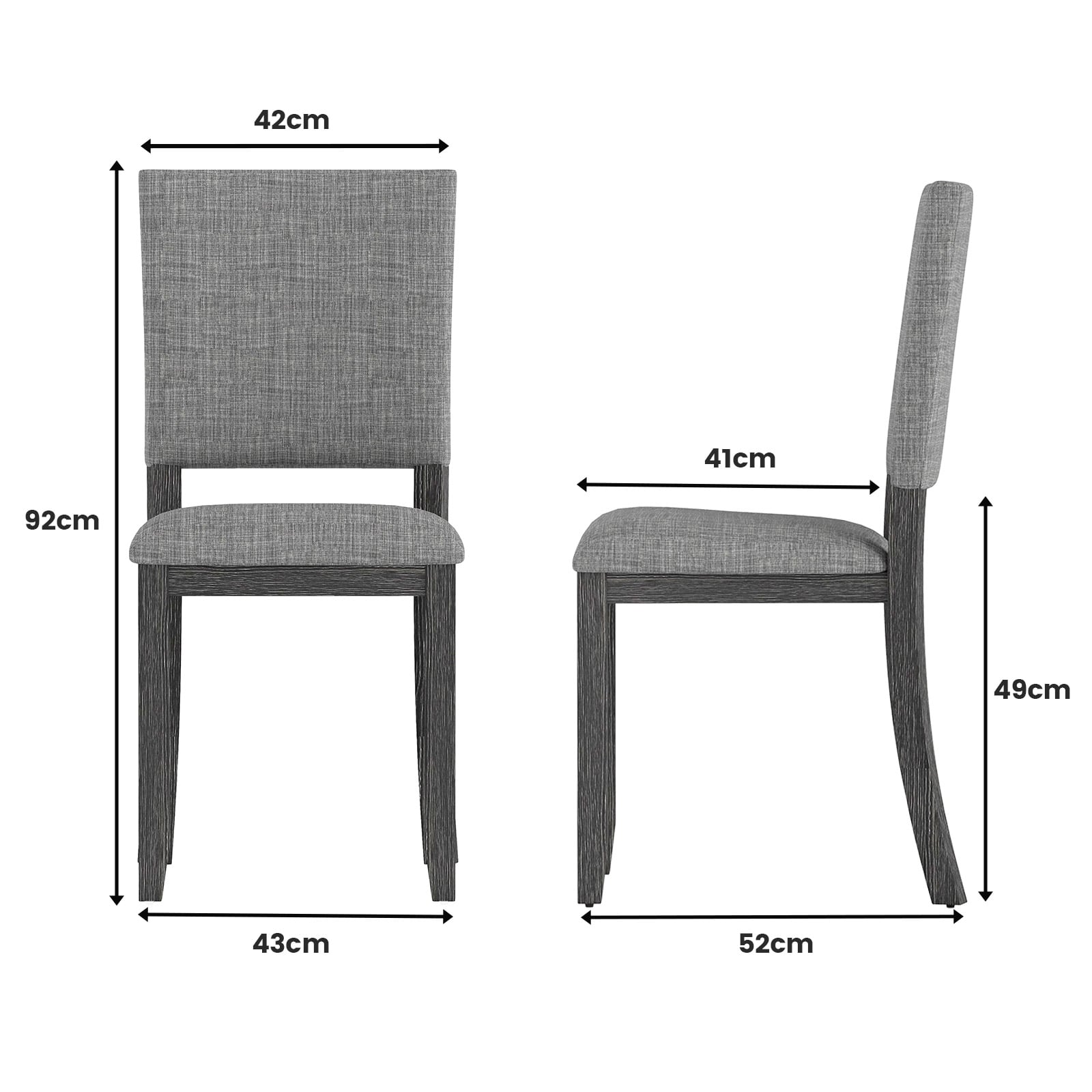 Upholstered Dining Chairs Set of 4 with Soft Padded Seat-Light Grey