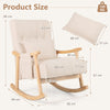 Upholstered Glider Rocker Chair with High Backrest and Cushioned Seat-Beige