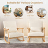 Upholstered Rocking Chair Modern Rocker with Rubber Wood Frame-Beige