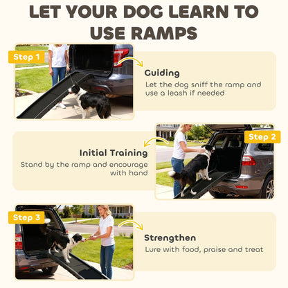 PawHut Foldable Dog Ramp with Frosted Anti-slip Surface, Portable & Lightweight, for Cars, Home, 155 x 38.5 x 15.5 cm