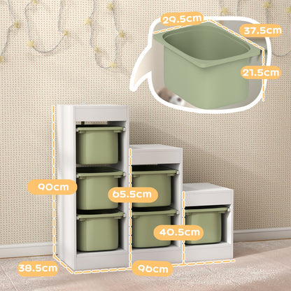 AIYAPLAY Toy Storage Organiser, Three-Layer Kids Toy Storage Units, with Removable Bins, for Ages 3-8 Years, Green