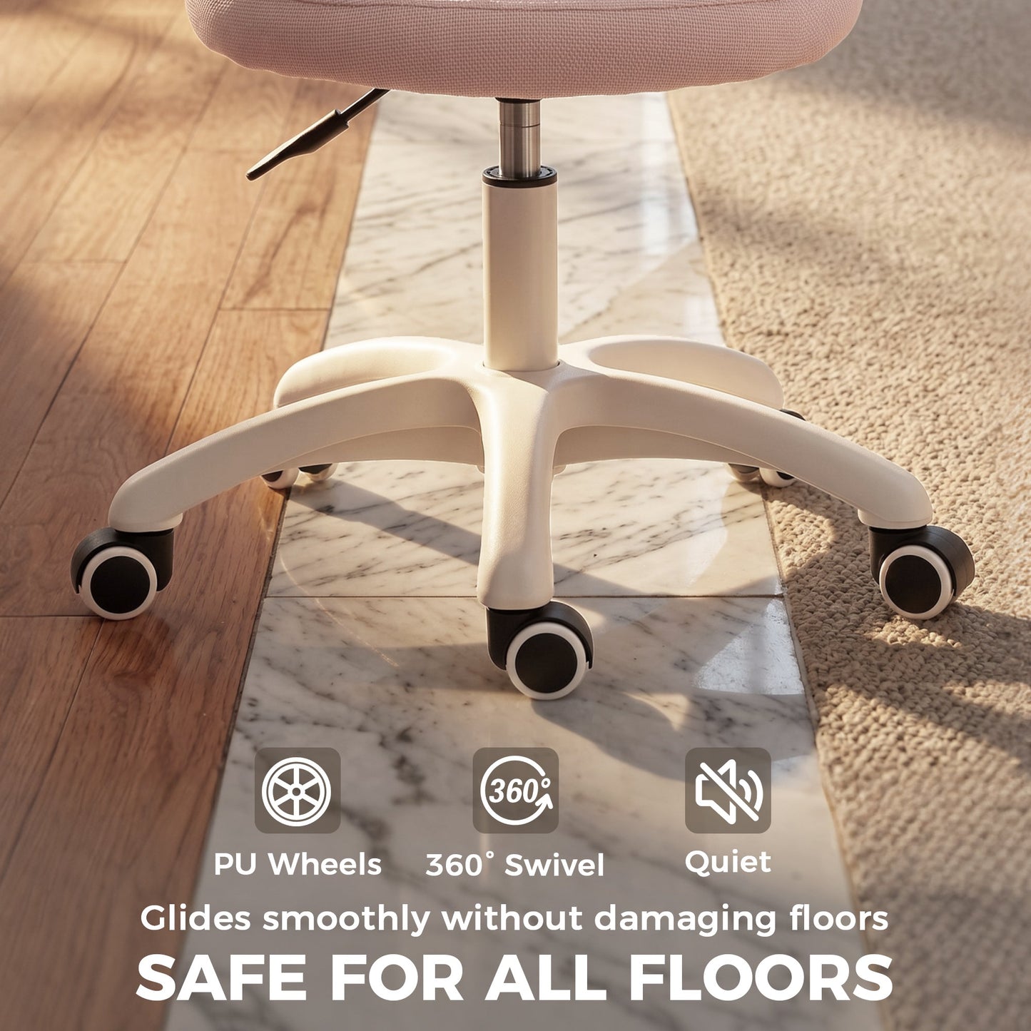 HOMCOM Office Chair, Armless Computer Desk Chair with Breathable Mesh, Adjustable Height, Swivel Wheels, Pink