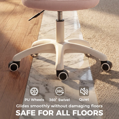 HOMCOM Office Chair, Armless Computer Desk Chair with Breathable Mesh, Adjustable Height, Swivel Wheels, Pink