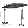 Outsunny 3 x 3(m) Cantilever Parasol with Cross Base, Garden Umbrella with 360 Rotation, Crank Handle and Tilt for Outdoor, Patio, Grey