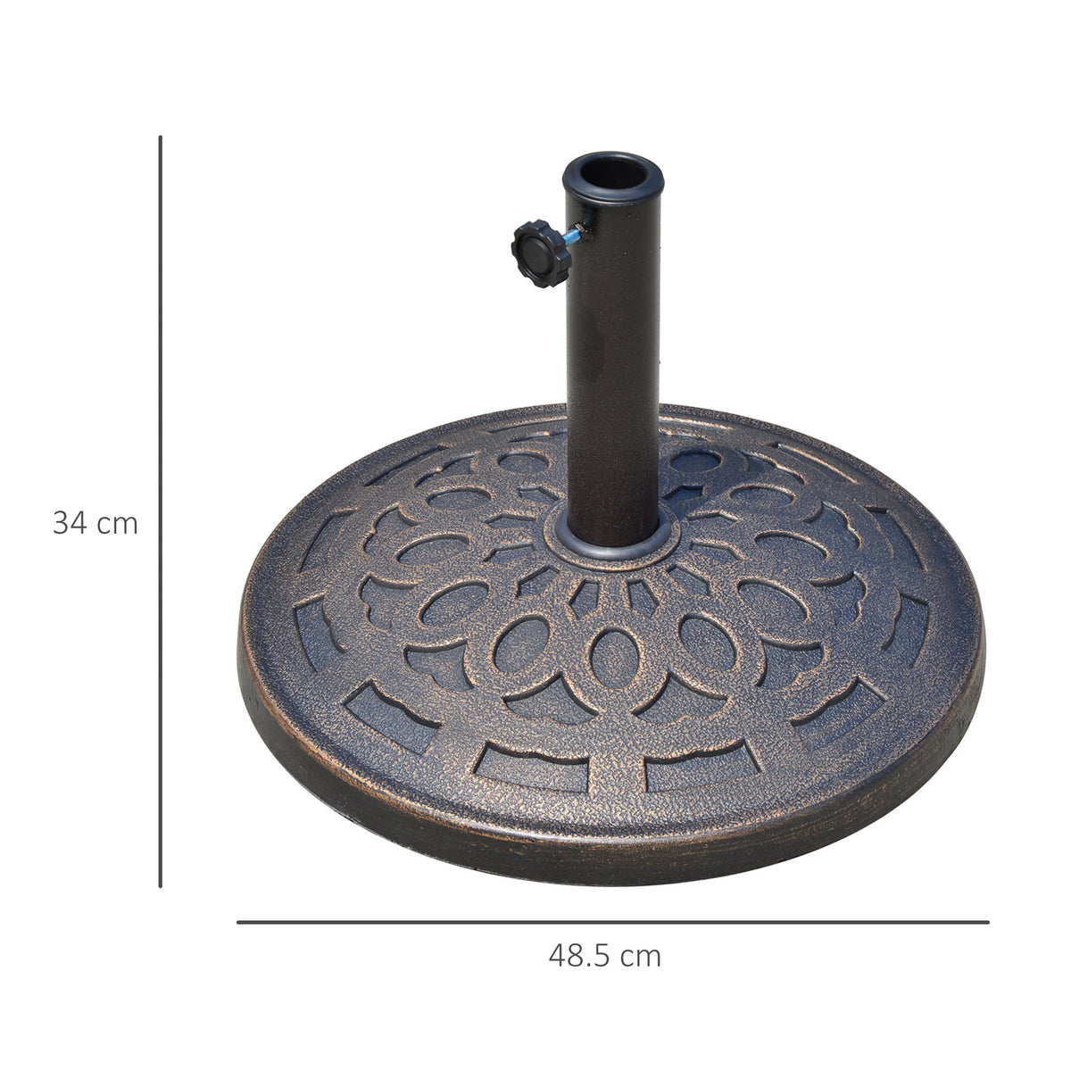 Outsunny 14kg Round Garden Parasol Base in Bronze
