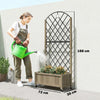 Outsunny Raised Garden Bed with Metal Trellis, Wooden Elevated Planter Box w/Lockable Wheels, Outdoor Raised Planter, Carbonised