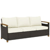 Outsunny 3 Seater Rattan Garden Sofa, PE Wicker Outdoor Sofa Wide Deep Seat, 4