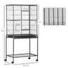 PawHut Large Bird Cage Budgie Cage with Stand, Storage Shelf, Wood Perch for Parrot Canary Parakeet Cockatiels, 81 x 48 x 162.5 cm