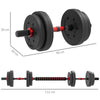 HOMCOM 15kg 2 in 1 Adjustable Dumbbells Weight Set, Dumbbell Hand Weight Barbell for Weight Training, Black