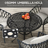 Outsunny Î¦90cm Four-Seated Round Aluminium Garden Table, with Parasol Hole
