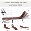 Outsunny Outdoor Folding Sun Lounger with Face Hole, 4 Level Adjustable Backrest Reclining Garden Lounger, Garden Recliner Sunbed with 600 D Oxford Cloth Seat and Pillow for Beach, Brown