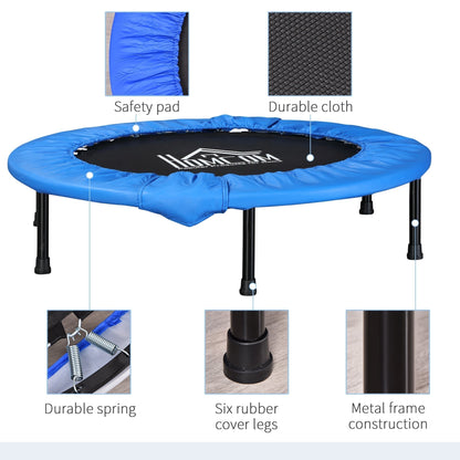 HOMCOM a101 Mini Fitness Trampoline Home Gym Yoga Exercise Rebounder Indoor Outdoor Jumper with Safety Pad, Support Up to 100 KG, Blue and Black