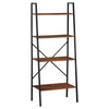 HOMCOM Ladder Shelf, Bookshelf, 4-Tier Industrial Storage Rack for Living Room, Bedroom, Kitchen, Rustic Brown and Black