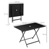 Outsunny Folding Outdoor Dining Table for 6, Rectangle Garden Table Tempered Glass Top with Parasol Hole Garden Lawn Backyard, 110 x 70 x 70 cm