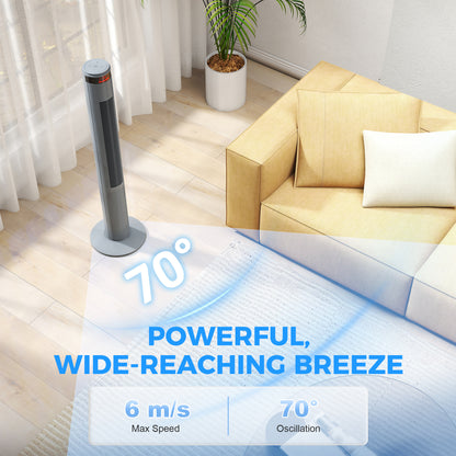 HOMCOM Oscillating Tower Fan Remote Control 3 Speed Modes Cooling Machine in Grey