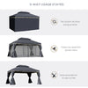 Outsunny 3 x 4m Aluminium GardenÂ Gazebo, Marquee Canopy Shelter Pavilion Party Tent with Nets and Curtains for Garden and Deck, Black