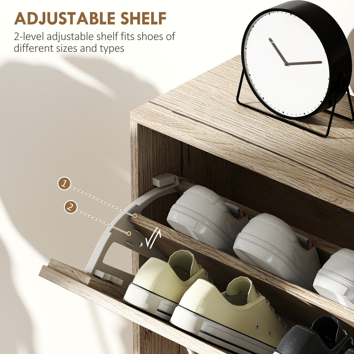 HOMCOM 12-Shoe Flip Drawer Storage Cabinet