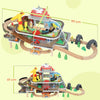 AIYAPLAY 79 Piece Wooden Train Set, Kids Train Track Mine Themed with Crane, Helicopter