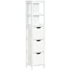 HOMCOM Narrow Floor Cabinet, Bathroom Cabinet with 3 Drawers and 2 Open Shelves, 30W x 30D x 141.6Hcm, White