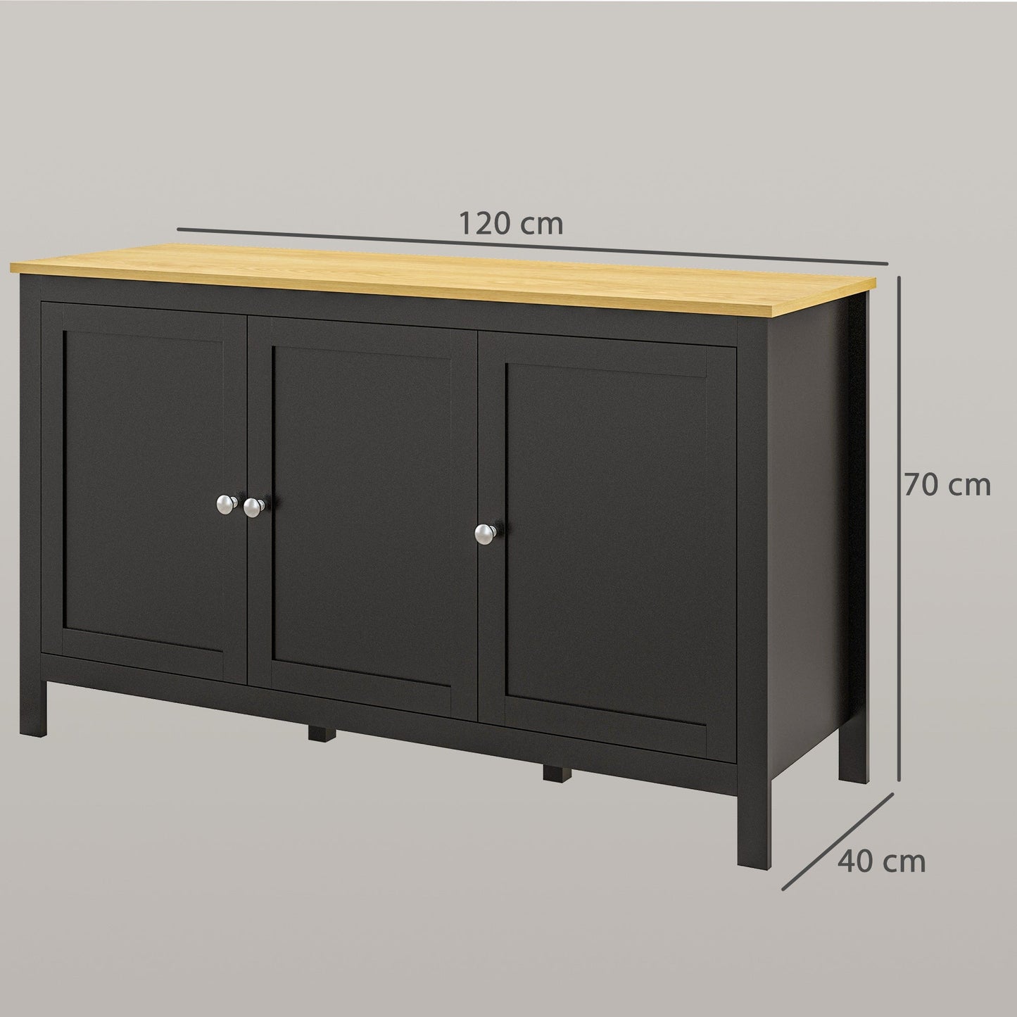 HOMCOM Sideboard, Buffet Cabinet with Doors and Adjustable Shelves for Living Room, Entryway, Black and Natural