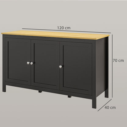HOMCOM Sideboard, Buffet Cabinet with Doors and Adjustable Shelves for Living Room, Entryway, Black and Natural