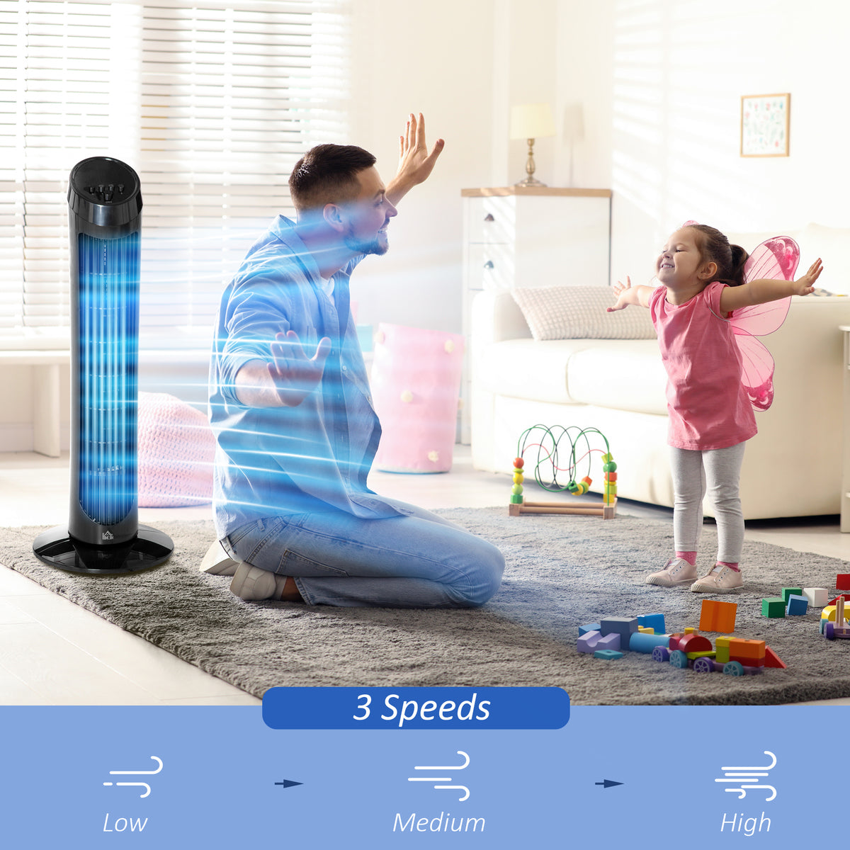 HOMCOM Tower Fan in Black