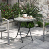 Outsunny Folding Rattan Garden Dining Table, 68 cm Round Rattan Garden Table with Water Ripple Tempered Glass Top, Wicker Edging and Steel Frame for Outdoor, Patio, Grey