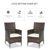 Outsunny 2 PC Outdoor Rattan Armchair Dining Chair Garden Patio Furniture w/ Armrests Cushions Mixed Brown