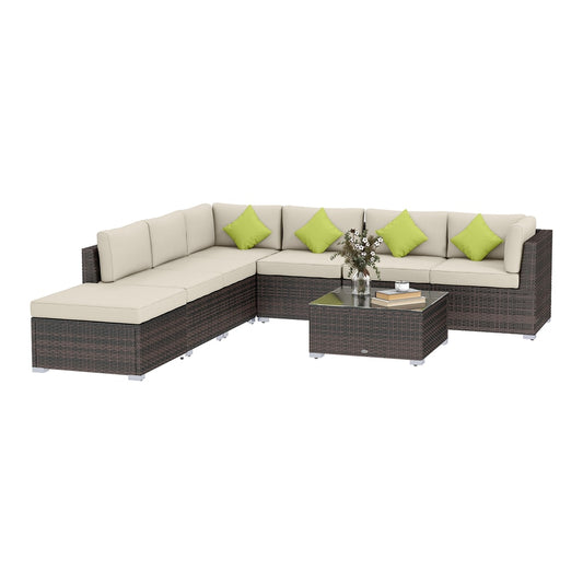 Outsunny 8 Piece Rattan Corner Sofa Set in Mixed Brown
