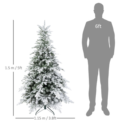 HOMCOM 5ft Bushy Snow-Flocked Artificial Christmas Tree in Green