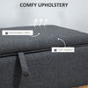 HOMCOM 30L Linen Storage Ottoman Padded Footstool with Rubberwood Legs for Storage Box, Bed End, Shoe Bench, Seating, Dark Grey
