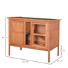 PawHut Wooden Guinea Pigs Hutches Elevated Pet Bunny House with Slide-Out Tray Openable Roof