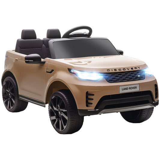 سيارة أطفال كهربائية AIYAPLAY Land Rover Discovery مرخصة 12 فولت مع ريموت تحكم، نظام تعليق بأربع عجلات، تشغيل بطيء، أضواء، موسيقى، لون كاكي.