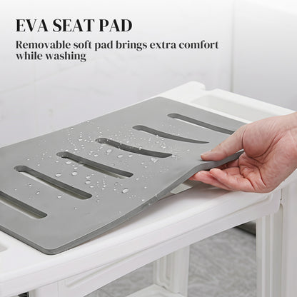 HOMCOM Shower Bench in White and Grey
