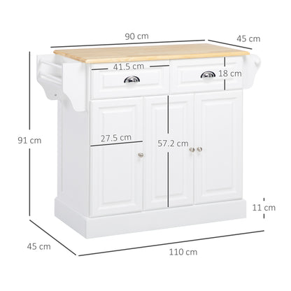 HOMCOM Kitchen Island in White