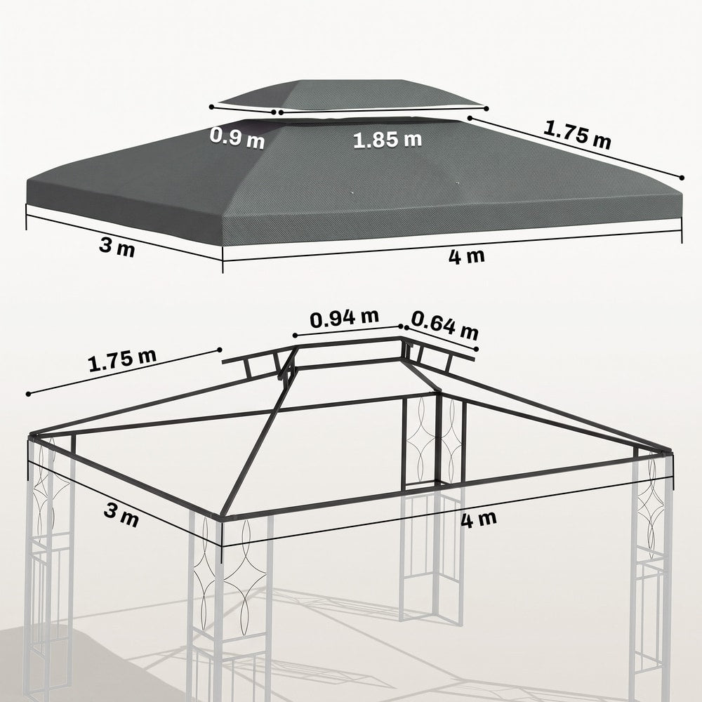Outsunny Gazebo Roof Replacement in Dark Grey