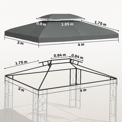 Outsunny Gazebo Roof Replacement in Dark Grey