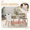 AIYAPLAY 3-Piece Kids Activity Table Set with Centre Mesh Bag, Bear-Shaped Backrest, for Arts and Crafts, Reading, Dining