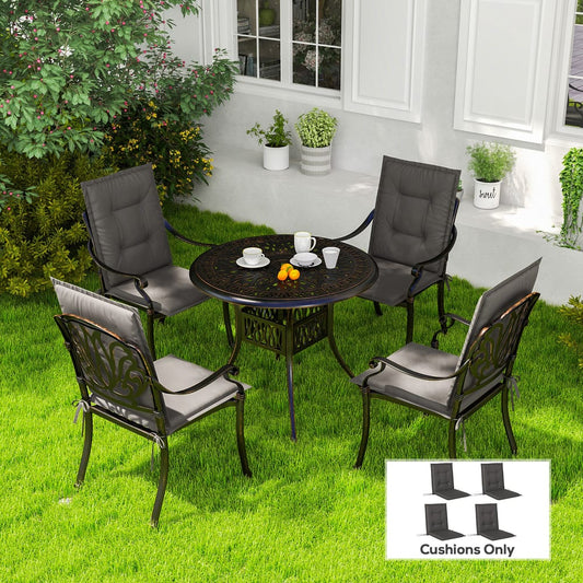Outsunny Set of Four Padded Garden Seat Cushions in Charcoal Grey
